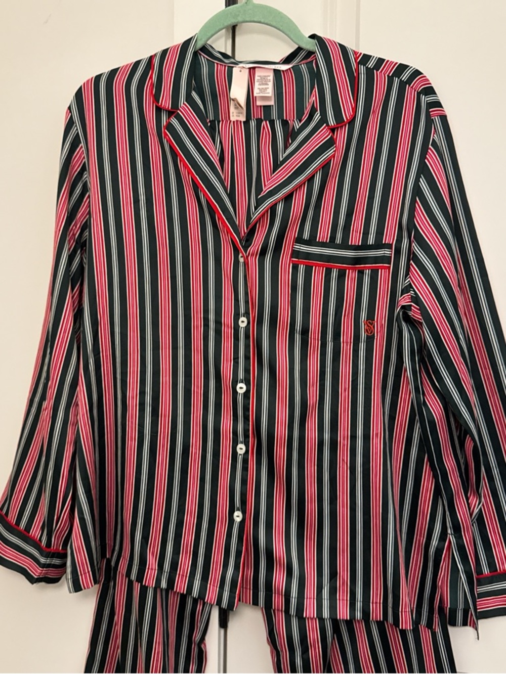 Victoria's Secret Red, Black & White Striped Pajama set